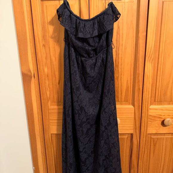 Trixxi Navy Blue Lace Maxi Dress - Picture 1 of 4